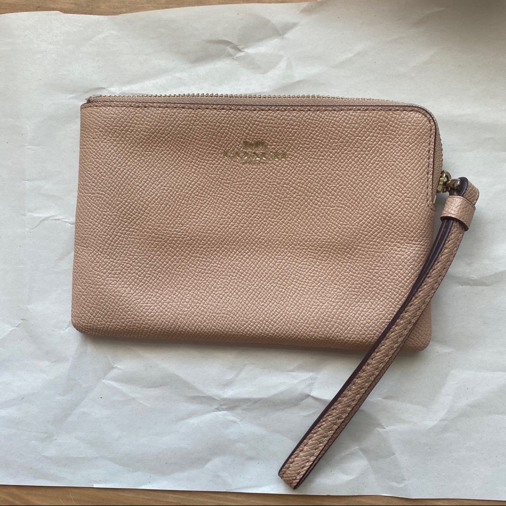 Blush Pink Rose Gold Coach Wristlet